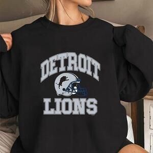 Detroit Lions Helmet Black Football Sweatshirt